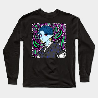 the demon witch girl in ecopop art with kawaii flowers Long Sleeve T-Shirt